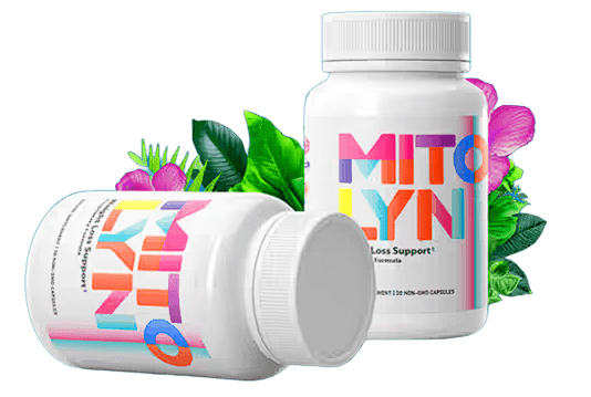 Professional product shot of Mitolyn bottles with a clean, natural background